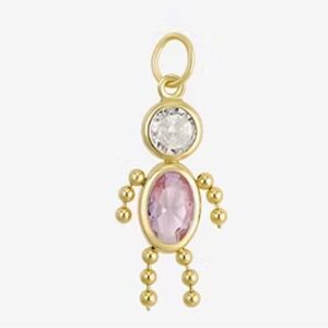 Gold and Pink Gemstone Pendant 10K gold